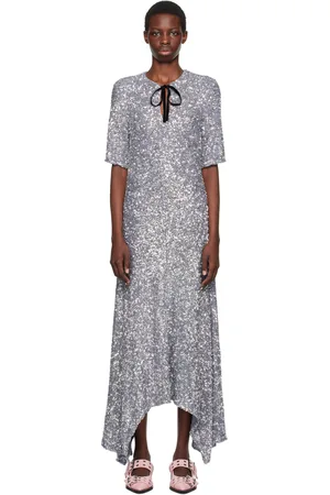 Ganni Robe longue grise à paillettes