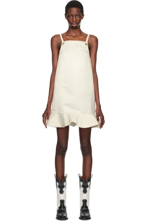 Ganni Robe courte blanche en satin duchesse