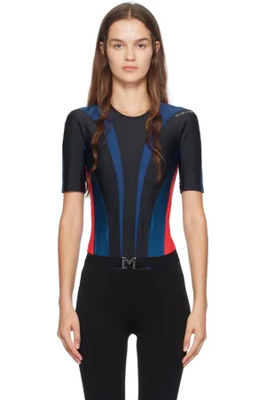 MUGLER T-shirt de sport noir et bleu