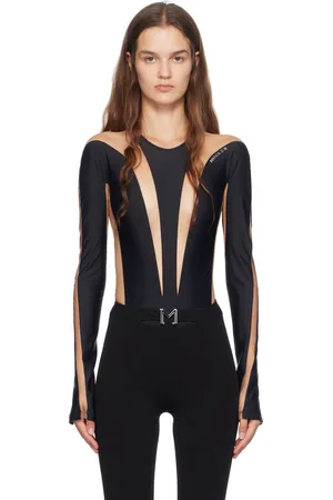 MUGLER Justaucorps noir et beige à panneaux