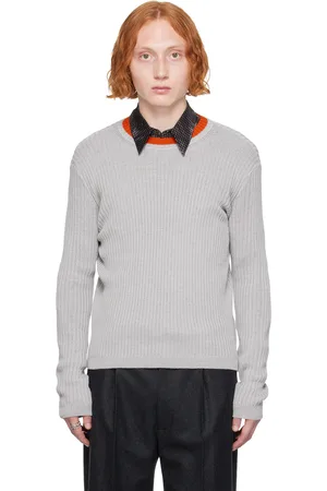 DRIES VAN NOTEN Pull gris à col ras du cou