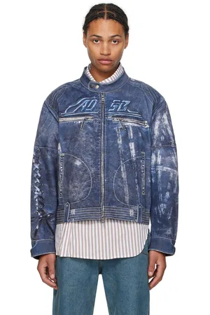 Andersson Bell Blouson motard Zen bleu en denim à effet trompe l