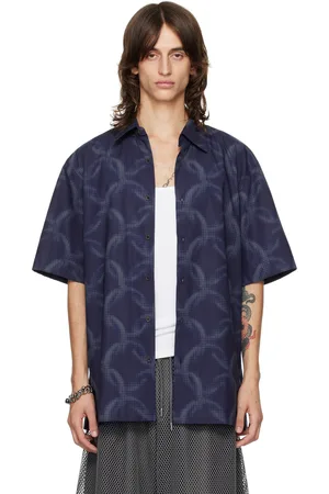 DRIES VAN NOTEN Chemise bleue à motif graphique