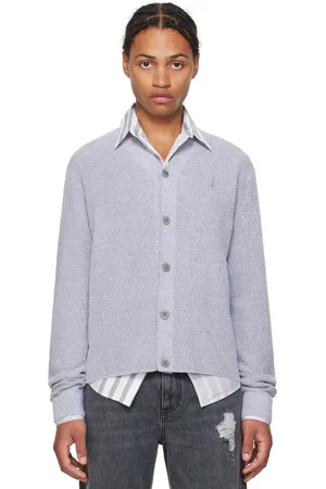 J.W.Anderson Cardigan gris à logo brodé