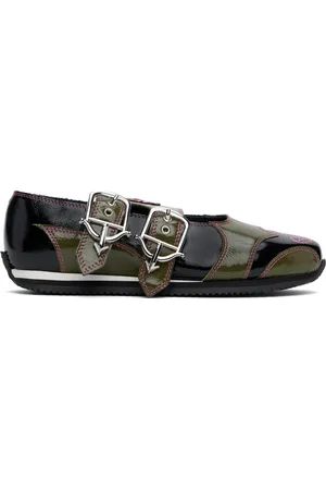 Chopova Lowena Ballerines Doris vert et noir à boucles