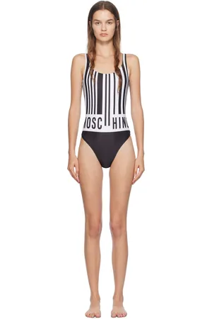 Moschino Maillot de bain blanc et noir à logo Barcode imprimé