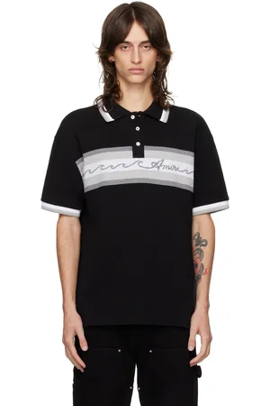 AMIRI Polo noir à garnitures à rayures Baja et à image à logo