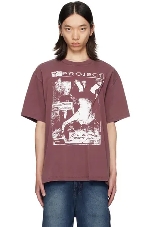 Y / PROJECT T-shirt graphique bourgogne à couture pincée et à logo