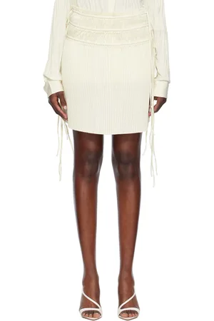 Helmut Lang Minijupe blanc cassé à plis