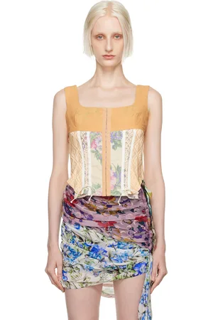 Marine Serre Corset brun clair à motif fleuri