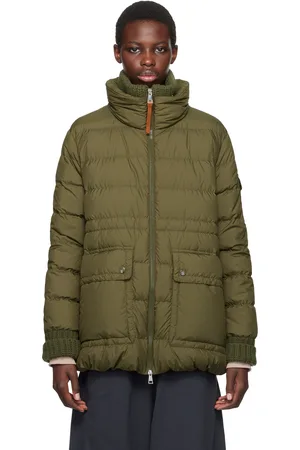 Moncler Blouson écourté Baux vert rembourré en duvet