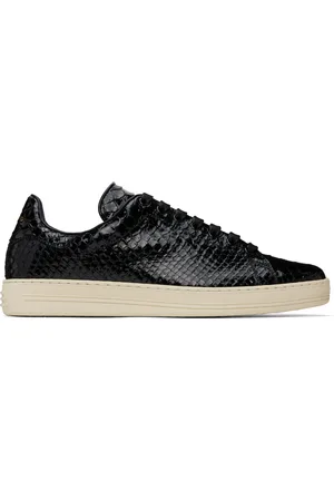 Tom Ford Baskets Warwick noires en cuir gaufré façon serpent à estampes du logo