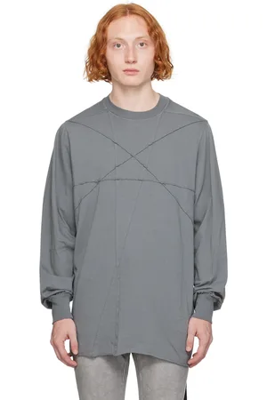 Rick Owens T-shirt à manches longues surdimensionné gris à coutures - Porterville