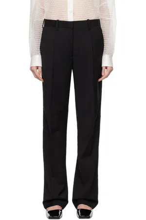 Helmut Lang Pantalon de chauffeur noir à pinces aux genoux