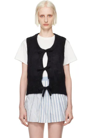 Ganni Gilet noir à attaches à nouer