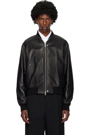 Jil Sander Blouson noir en cuir à glissière