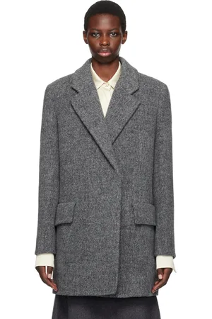 Jil Sander Blouson de style caban gris à double boutonnage
