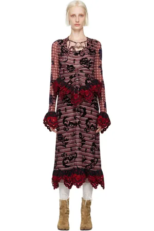 Chopova Lowena Robe midi Sharon rouge à garnitures