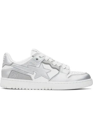 BAPE Baskets SK8 #4 blanc et argenté à étoiles emblématiques