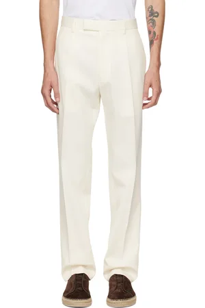 Ermenegildo Zegna Pantalon blanc cassé à plis