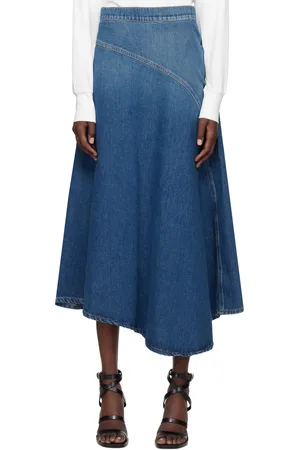 Max Mara Jupe midi bleue en denim