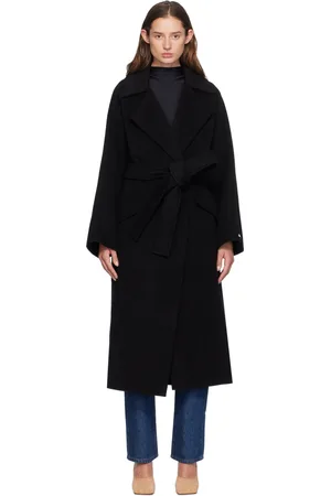 Sportmax Manteau noir en laine vierge et cachemire