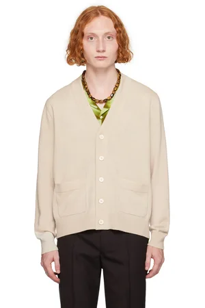 DRIES VAN NOTEN Cardigan blanc cassé en laine mérinos