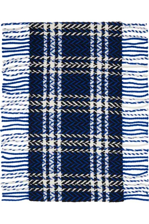 Burberry Écharpe bleu et noir en laine à carreaux