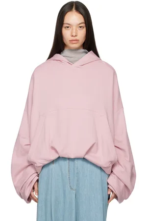DRIES VAN NOTEN Pull à capuche rose à fronces