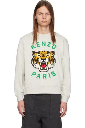 Kenzo Pull molletonné gris à image de tigre