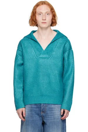 VALENTINO Pull bleu à col en V