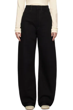 LEMAIRE Jean noir à taille haute et à coutures extérieures torsadées