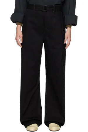 LEMAIRE Jean noir à ceinture et à coutures extérieures torsadées