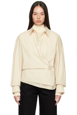 LEMAIRE Chemise cache-cœur blanc cassé