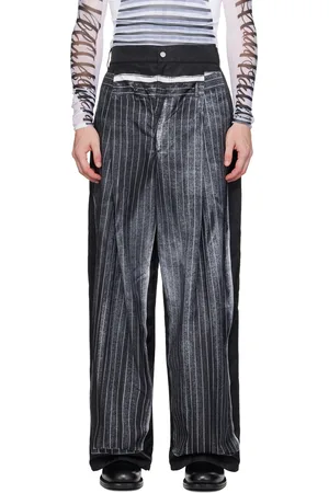 Jean Paul Gaultier Pantalon noir à motif trompe-l