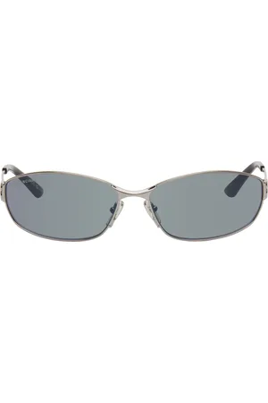 Balenciaga Lunettes de soleil ovales Mercury gris acier