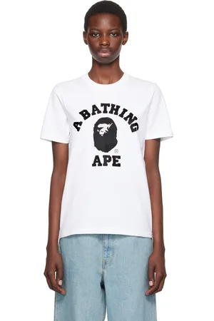 BAPE T-shirt blanc à logo de style collégial et à étoile emblématique à ornements facettés