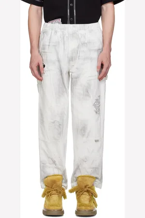 A Bathing Ape Jean blanc à logos brodés