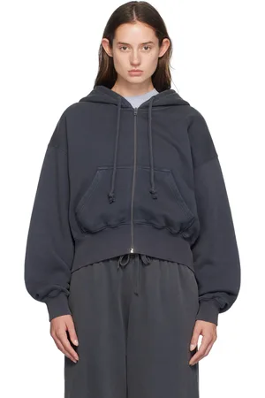 Acne Studios Pull à capuche bleu marine à glissière