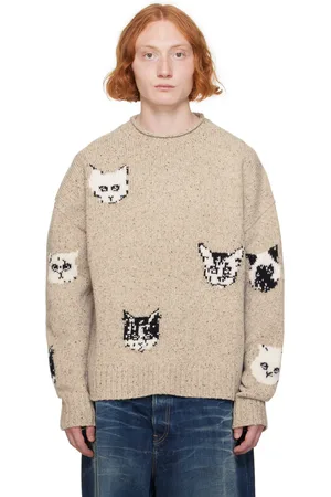 Acne Studios Pull beige à images en intarsia