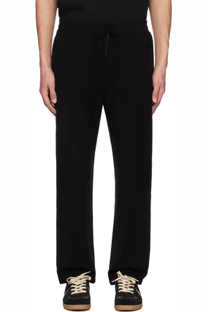 Solid Pantalon de survêtement noir à cordon coulissant