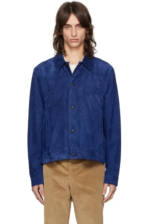 Paul Smith Blouson ajusté bleu en cuir