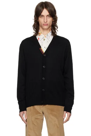 Paul Smith Cardigan noir à col à rayures