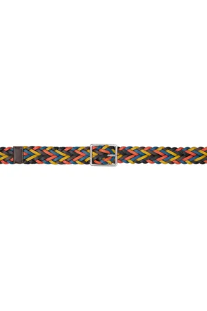 Paul Smith Ceinture réversible brune en cuir tressé