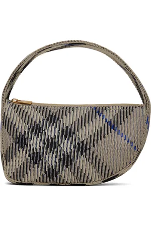 Burberry Mini sac blanc cassé en tricot à carreaux