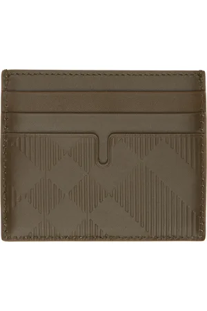 Burberry Porte-carte long brun à carreaux gaufrés