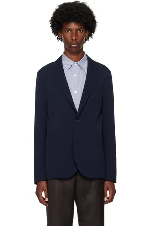 Paul Smith Veston bleu marine en tissu gaufré