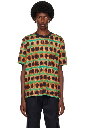 Paul Smith T-shirt vert et rouge à rayures et à teinture shibori