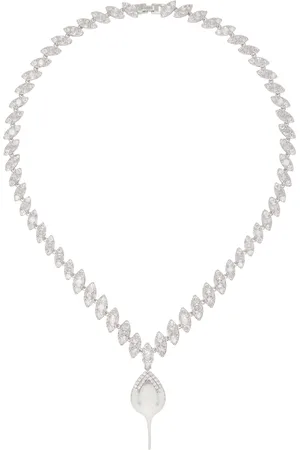 OTTOLINGER Collier argenté et blanc à ornements facettés et à pendentif enduit exclusif à SSENSE