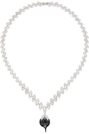 OTTOLINGER Collier argenté et noir à pierres du Rhin et à pendentif enduit exclusif à SSENSE